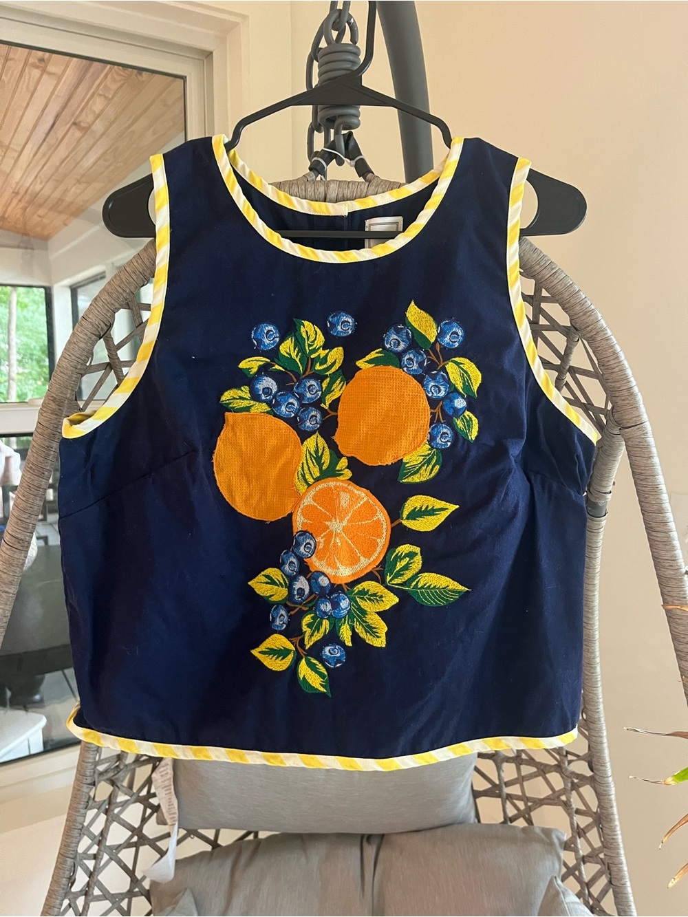 Maeve Navy Tank with Orange & Yellow Fruit Embroidery - Picture 5 of 6